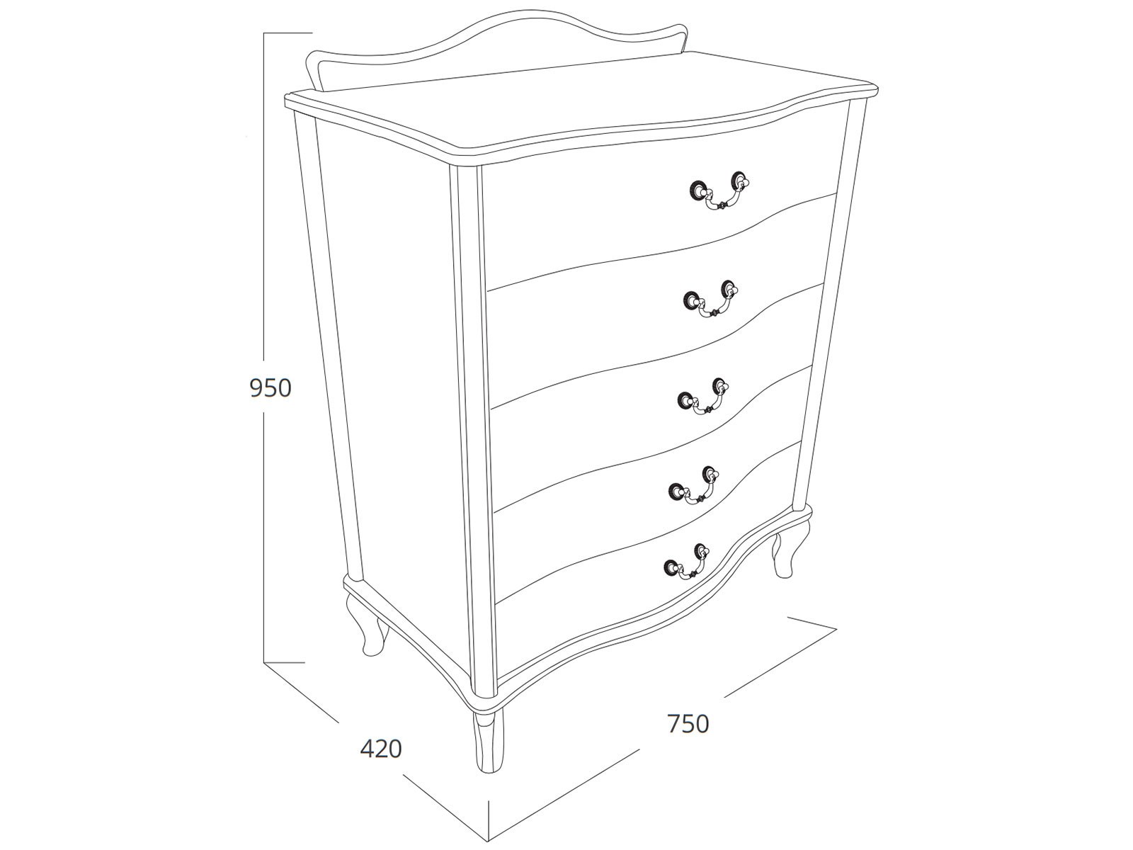 Комод  Джульетта 2 Молочный дуб