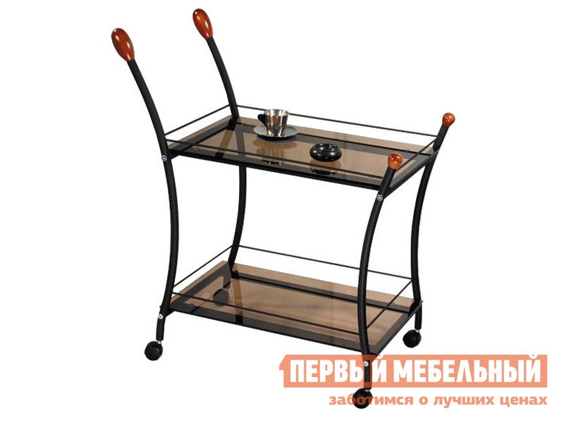 Сервировочный столик  Поло Черный / Тонированное стекло