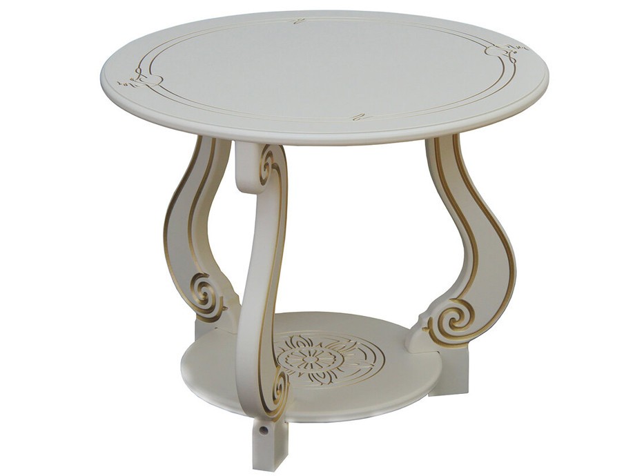 Журнальный столик  Грация М Слоновая кость / Золотая патина