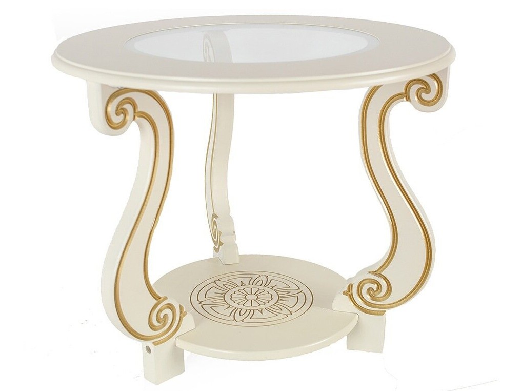Журнальный столик  Грация С Слоновая кость / Золотая патина