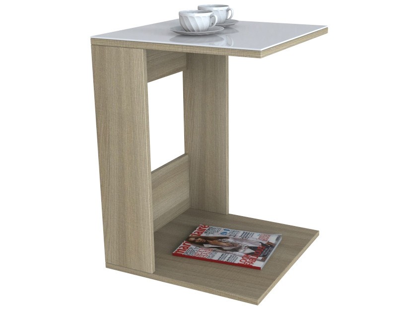 Журнальный столик  Бьюти стайл 3 Сонома / Стекло белое