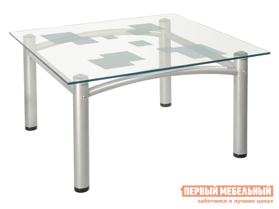 Журнальный столик  Робер 2М Металлик / Прозрачное стекло
