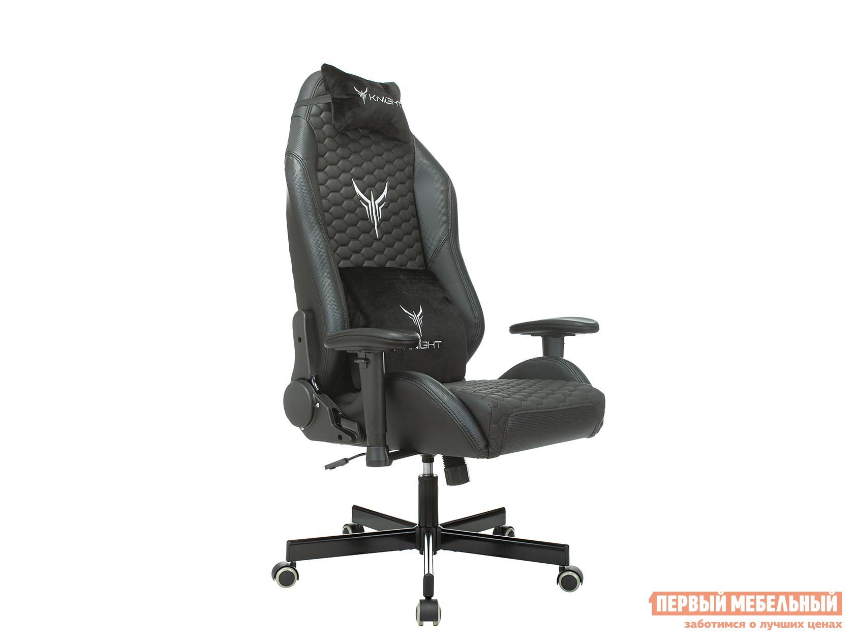 Игровое кресло  KNIGHT NEON Черный, экокожа / Черный, карбон