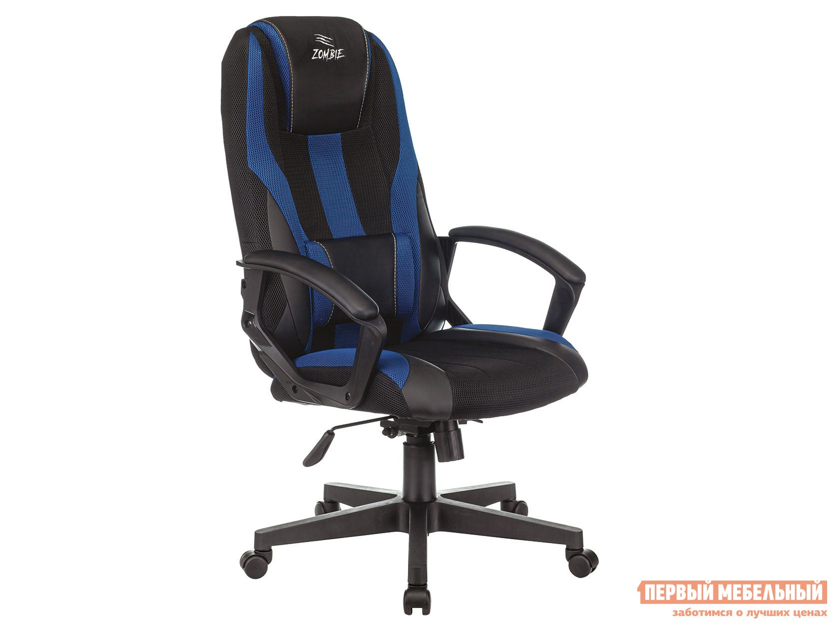 Игровое кресло  ZOMBIE 9 Черный, экокожа / Черно-синий, сетка