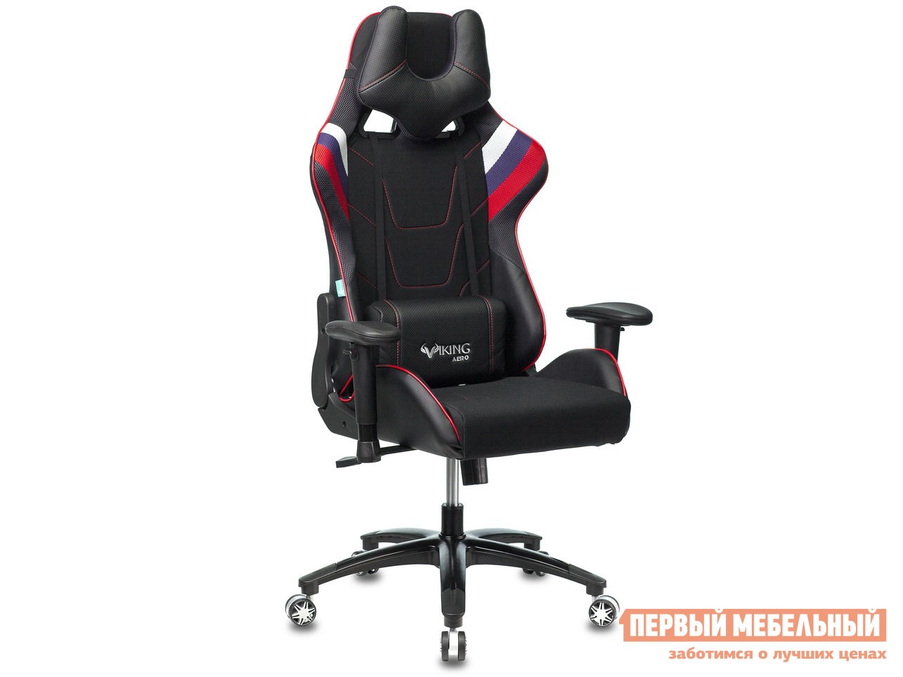 Игровое кресло  VIKING 4 AERO Белый / Синий / Красный / Черный, искусственная кожа/ткань