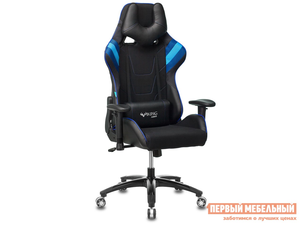 Игровое кресло  VIKING 4 AERO Черный / Синий, искусственная кожа/ткань
