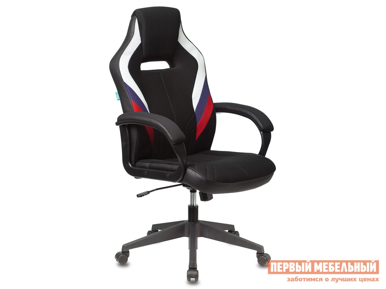 Игровое кресло  VIKING 3 AERO Белый, синий, красный / Черный иск. кожа, ткань