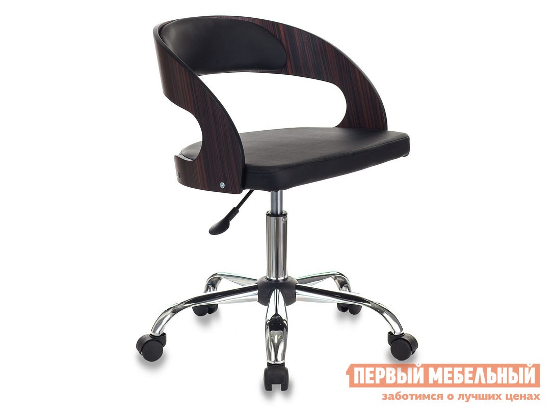 Офисное кресло  CH-370SL Черная иск. кожа / Березовый шпон «палисандр»