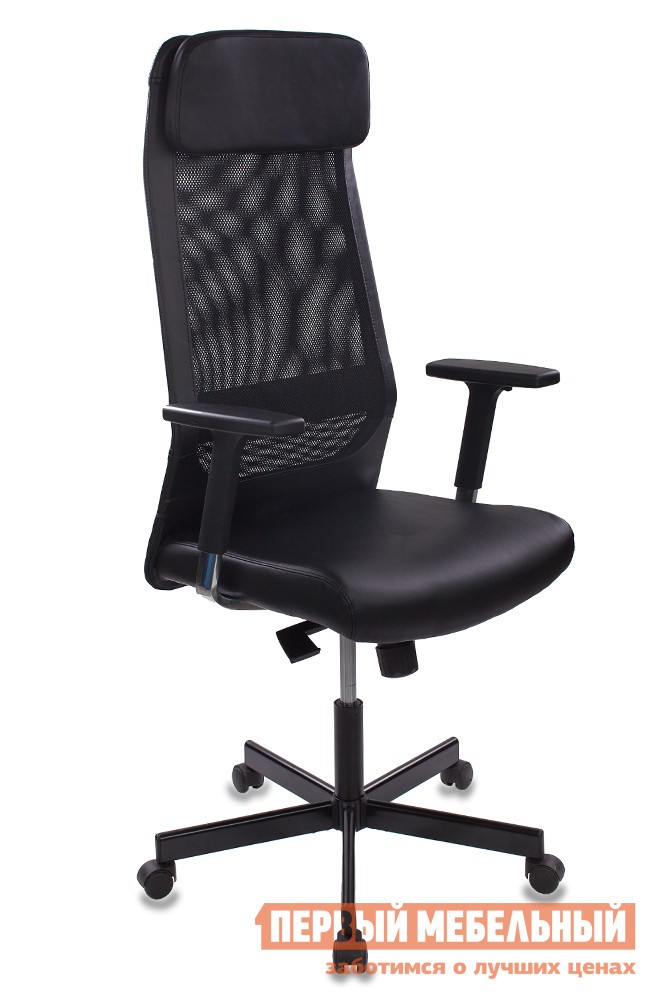 Кресло руководителя  T-995/BLACK Сетка черная / Искусственная кожа черная