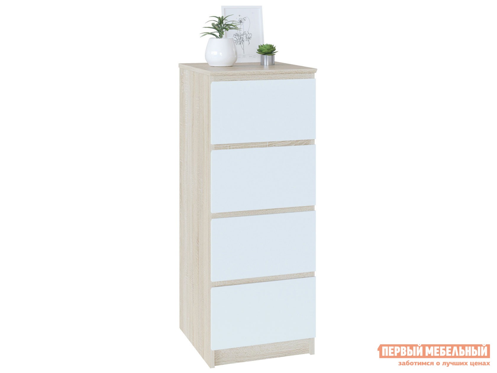 Комод  Вайт 4 Дуб Сонома / Белый