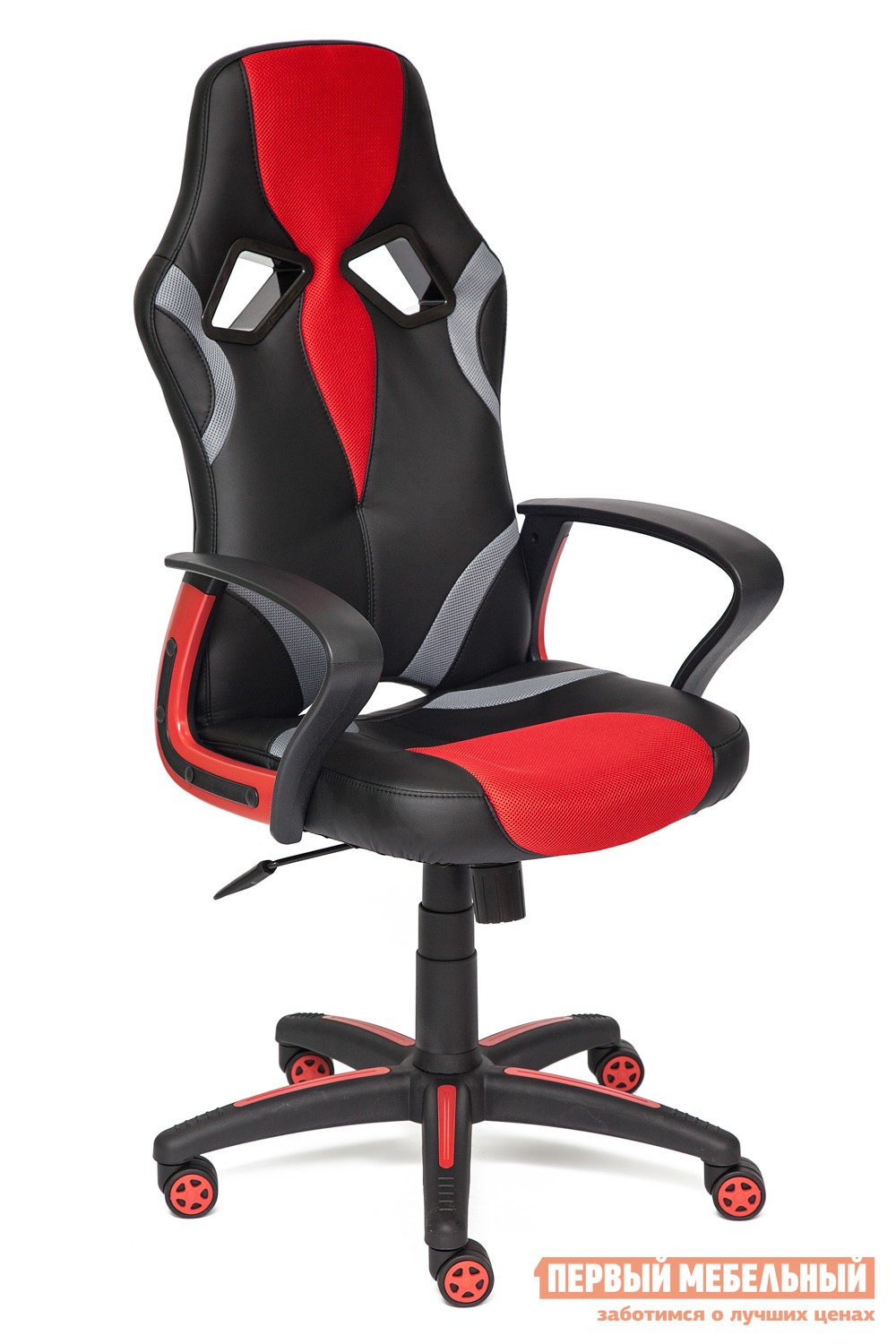 Игровое кресло  Runner Иск.кожа черная / Ткань красная, 36-6/08