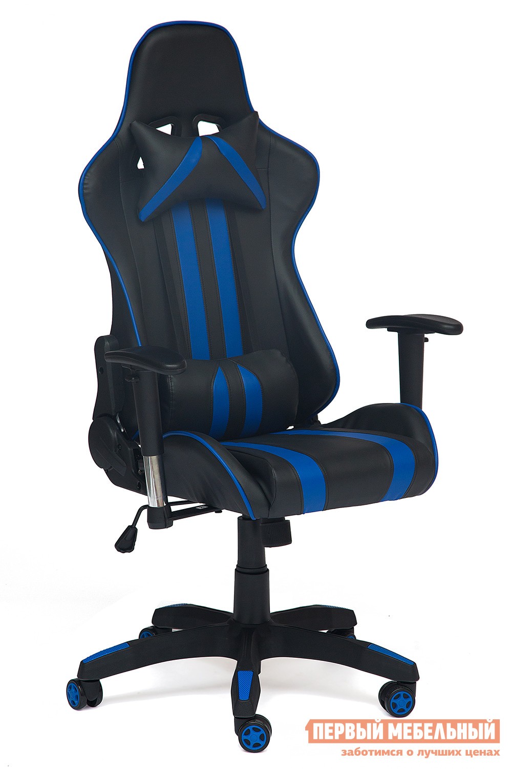 Игровое кресло  iCar Черный, иск. кожа / Синий, иск. кожа