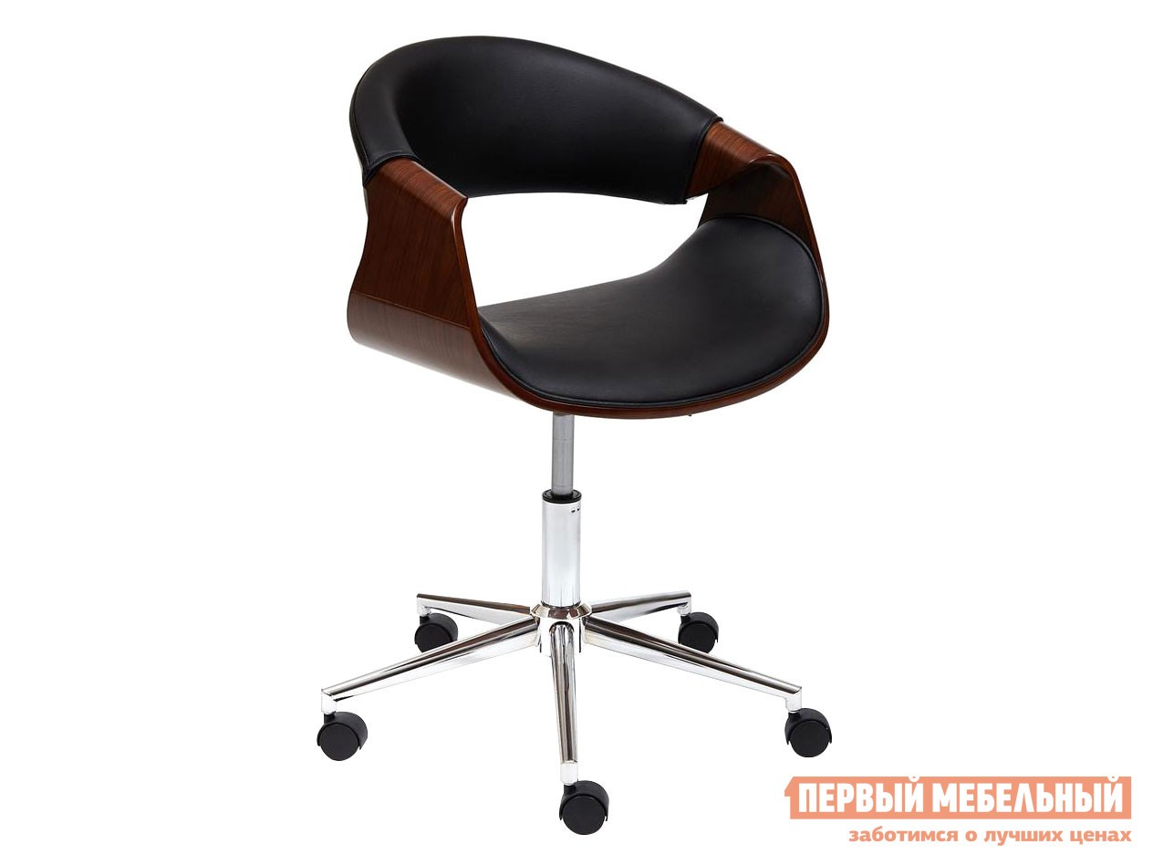 Офисное кресло  BEND Черный, экокожа / Орех, дерево