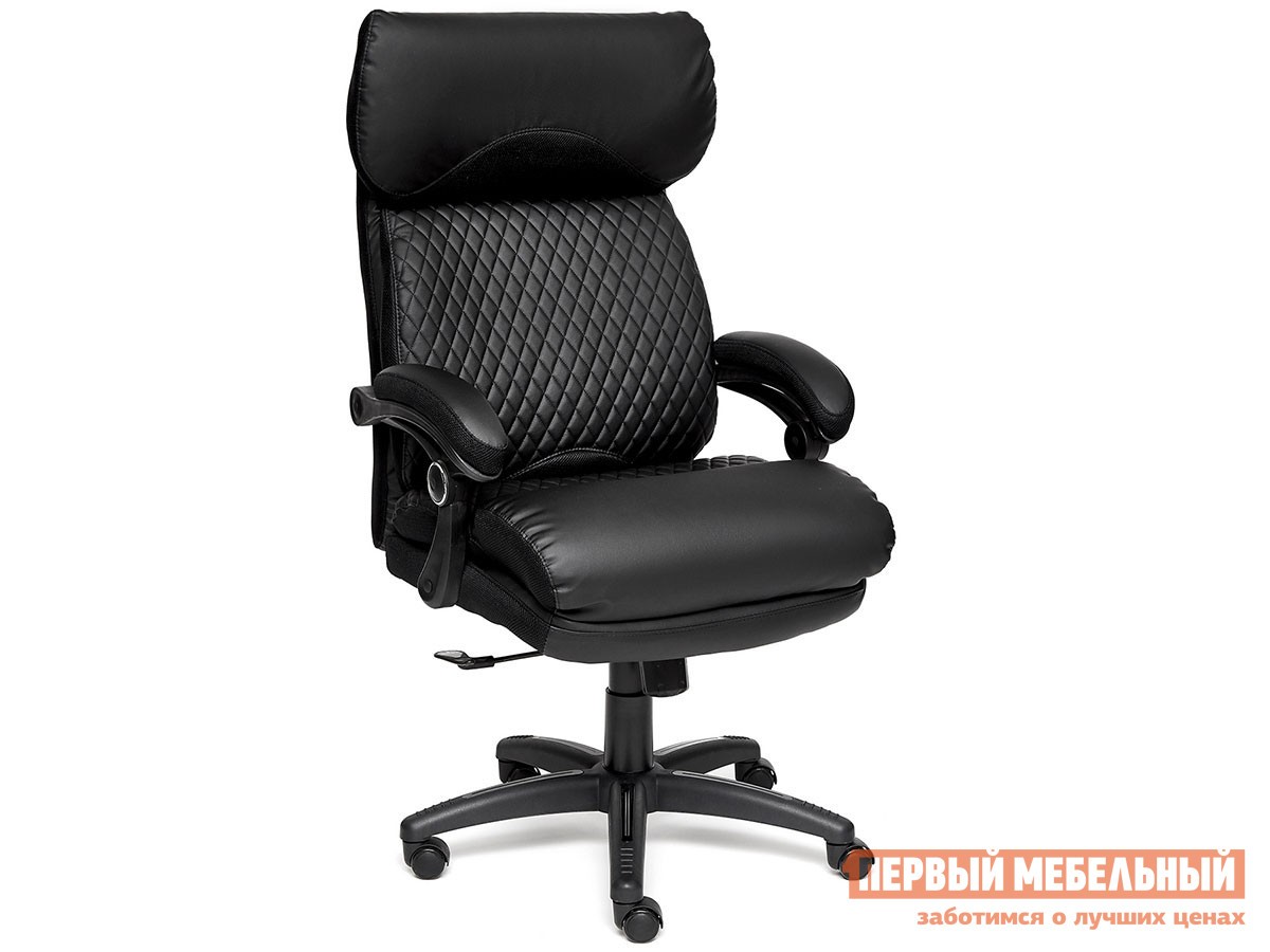 Кресло руководителя  CHIEF Иск. кожа, черный/черный стеганный/черный
