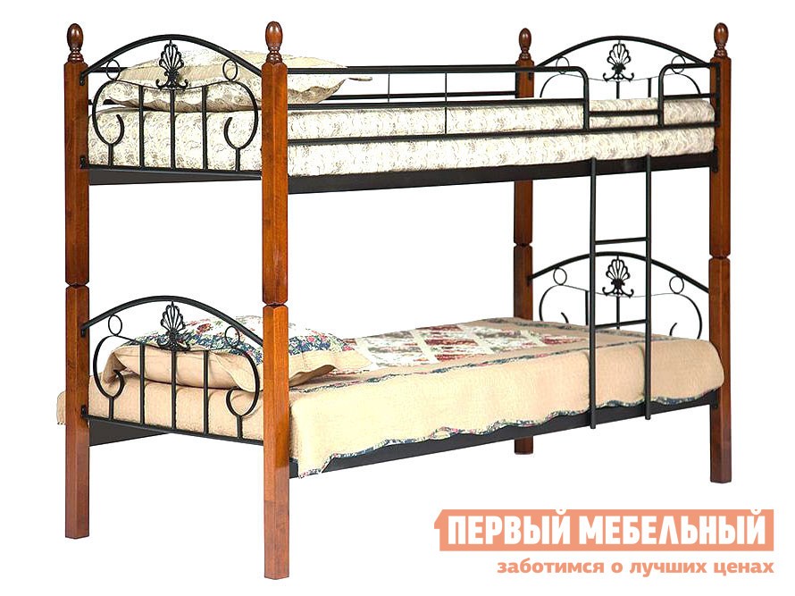 Двухъярусная кровать  BOLERO Красный дуб / Чёрный