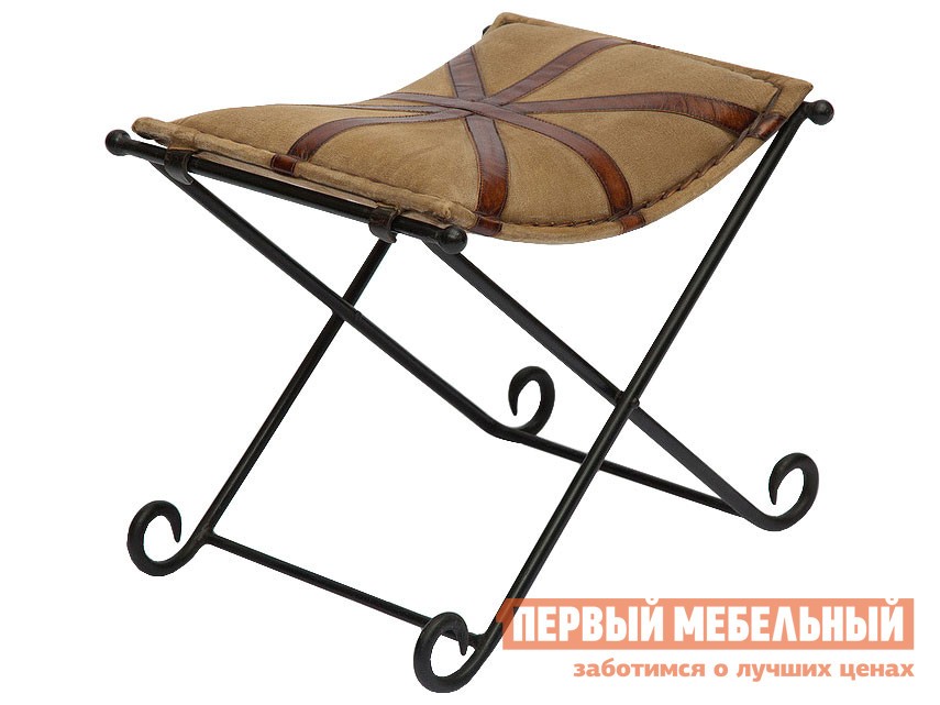 Пуфик  Флекс Лофт Бежевая ткань / Коричневая кожа