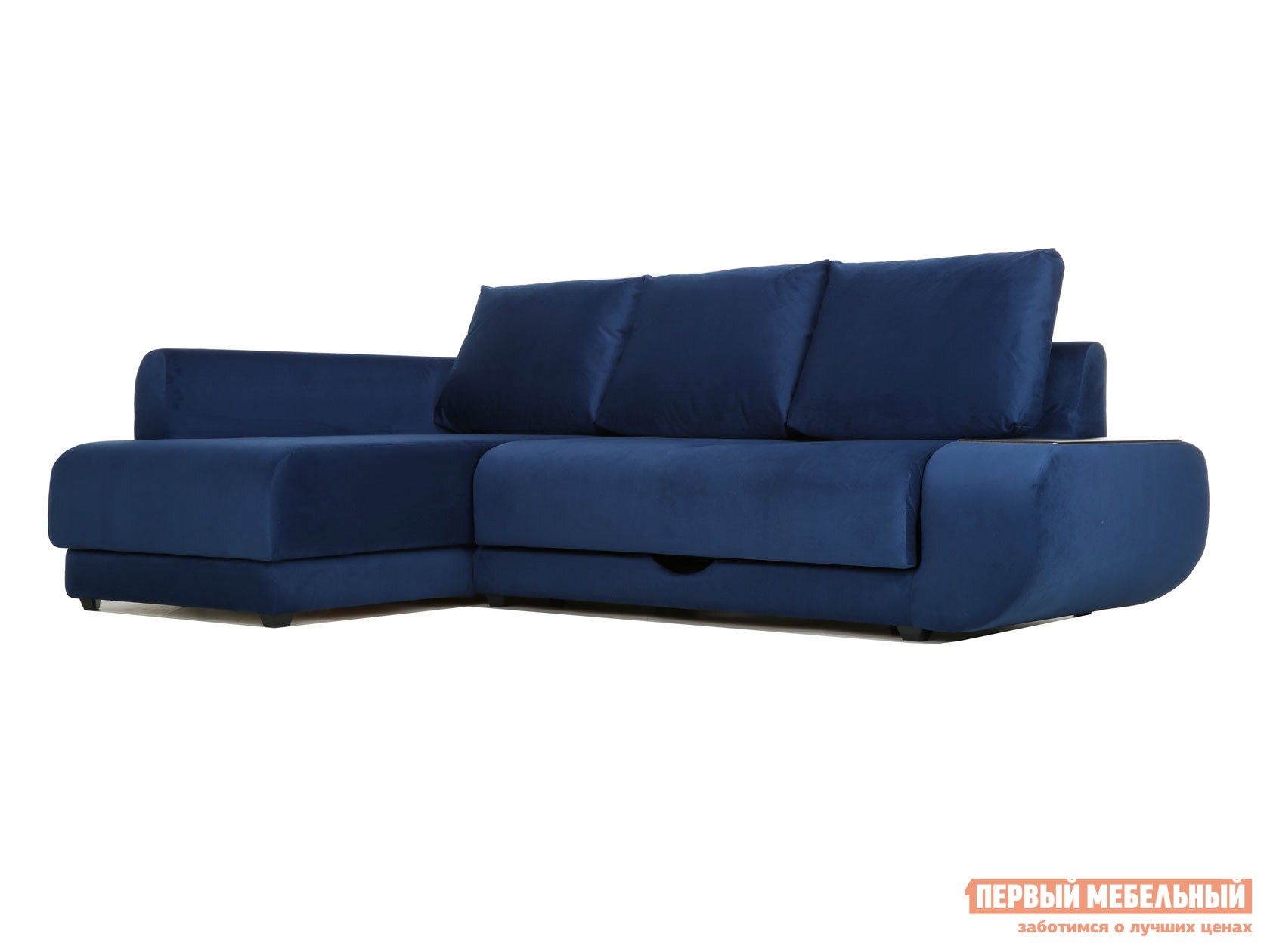 Угловой диван  Стингер Синий, велюр, Без бара, Левая, Независимый пружинный блок