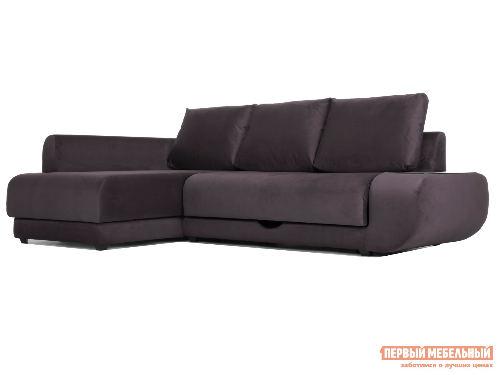 Угловой диван  Стингер Шоколад, велюр, С баром, Левая, Независимый пружинный блок