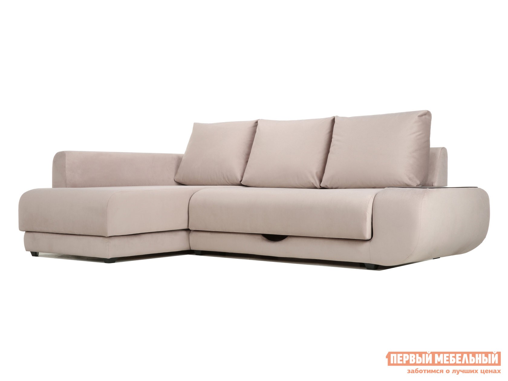 Угловой диван  Стингер Капучино, велюр, Без бара, Левая, Независимый пружинный блок
